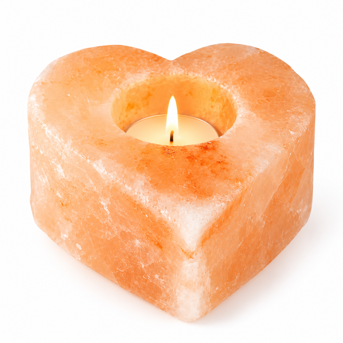 Himalayan Salt Heart Tealight Holder | Natural Pink - Crystal Nest