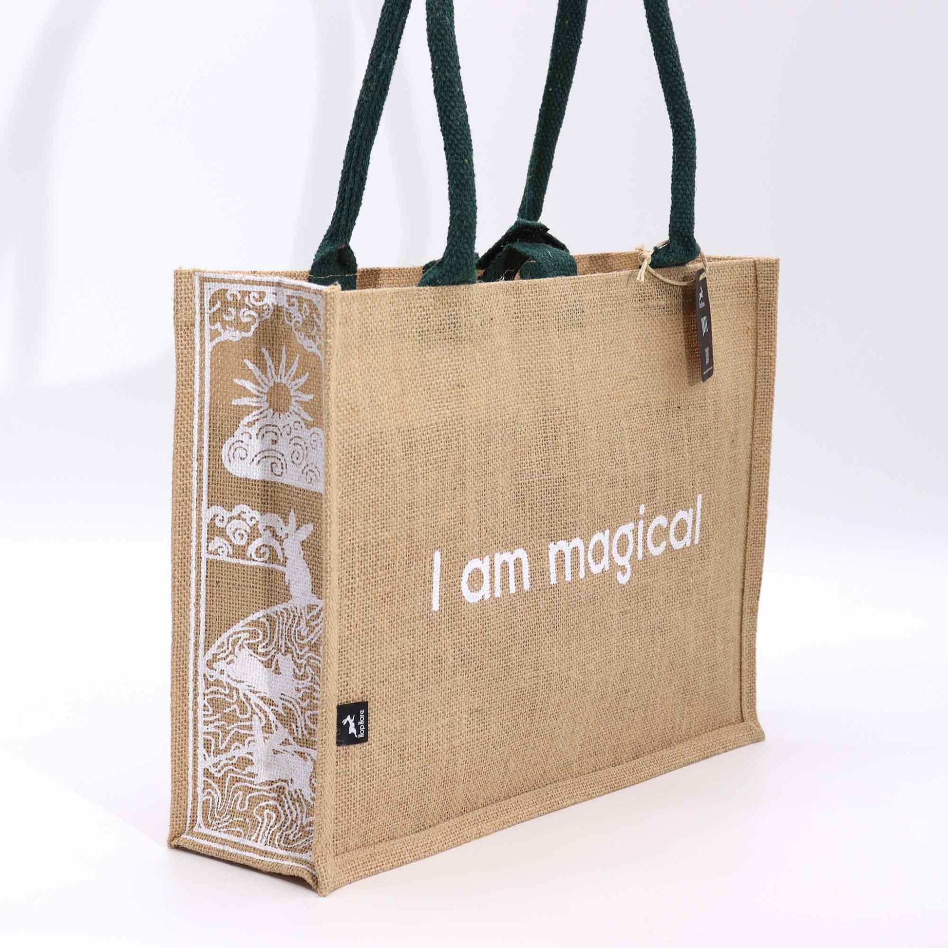 Hop Hare Affirmation Jute Tote Bag - Crystal Nest
