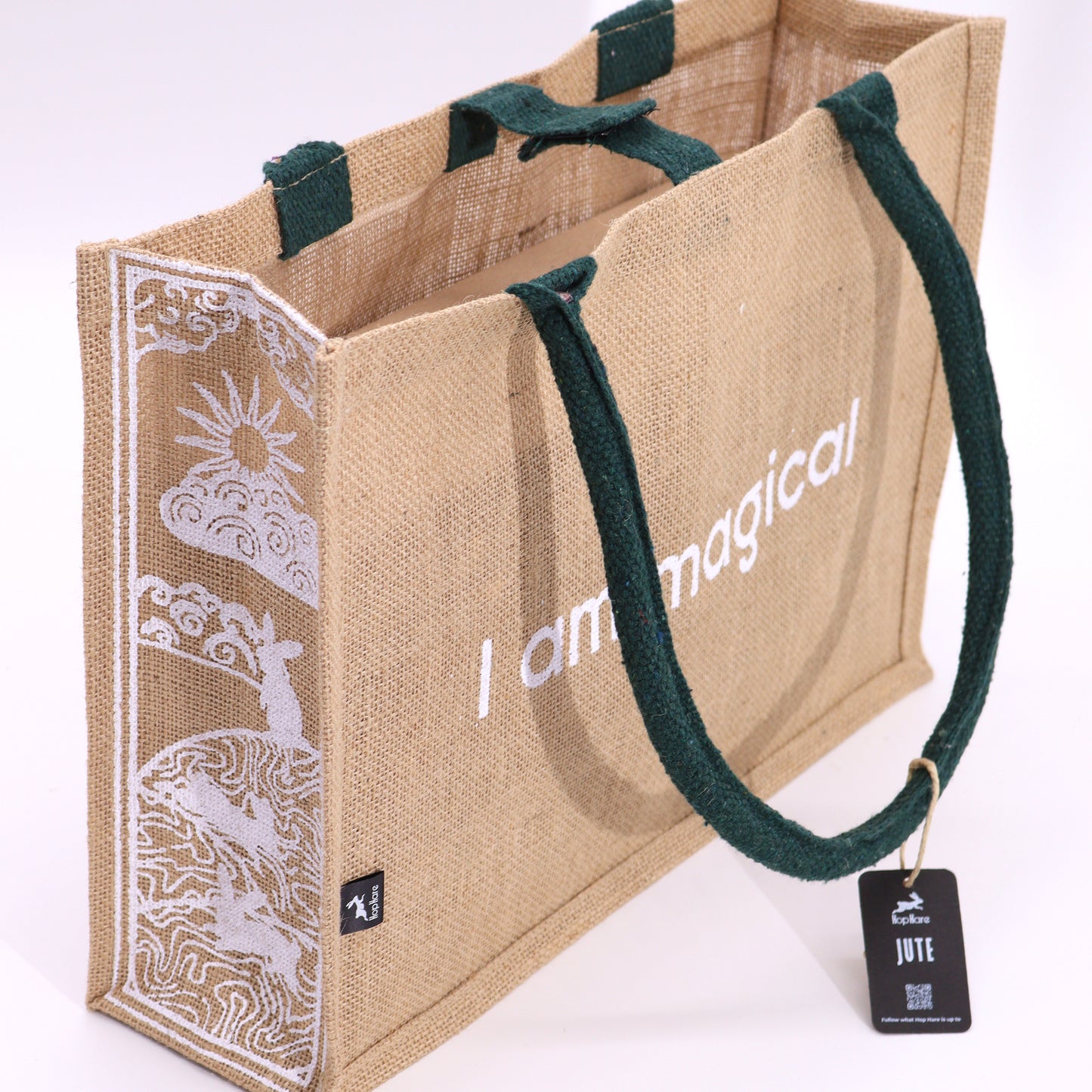 Hop Hare Affirmation Jute Tote Bag - Crystal Nest