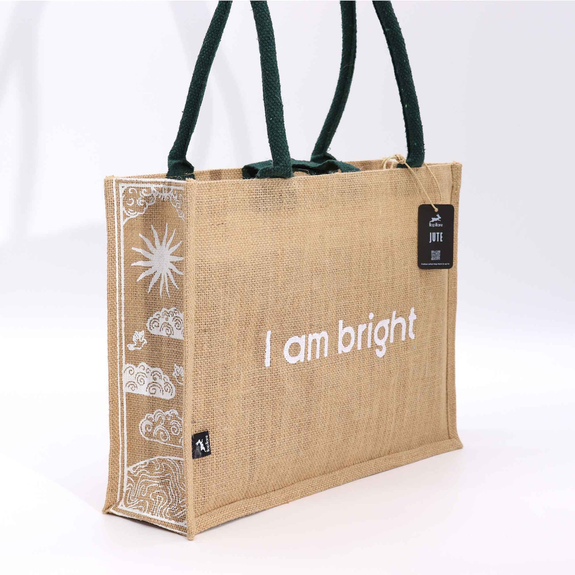 Hop Hare Affirmation Jute Tote Bag - Crystal Nest