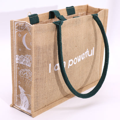 Hop Hare Affirmation Jute Tote Bag - Crystal Nest
