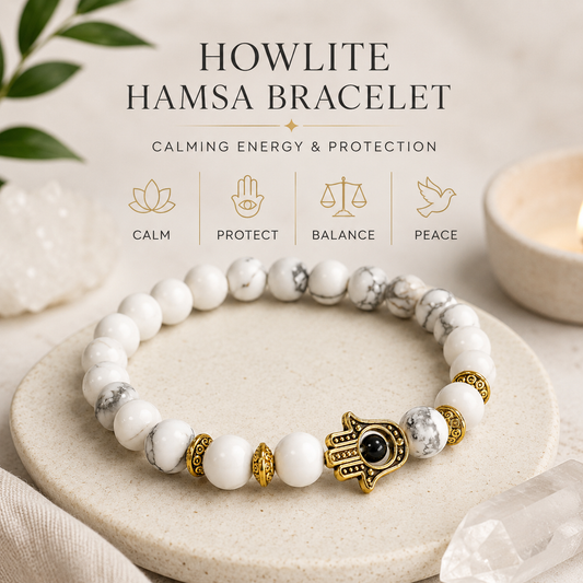 Howlite Hamsa Bracelet | Calm & Protection