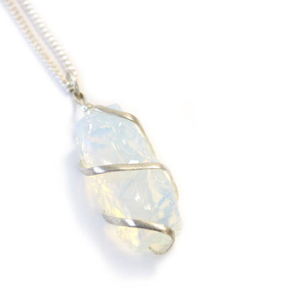 Opalite Raw Crystal Pendant Necklace - Crystal Nest