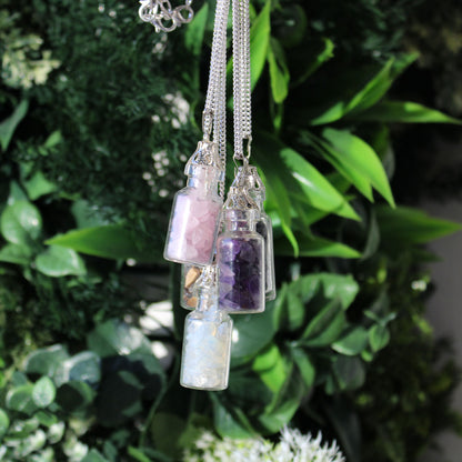 Rose Quartz Bottled Gemstones Necklace - Crystal Nest