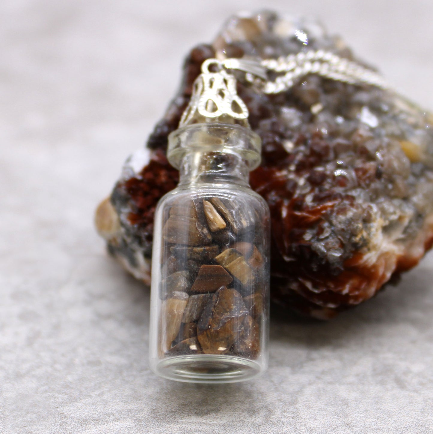 Tiger Eye Bottled Gemstones Necklace