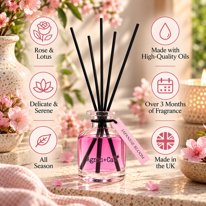 Japanese Bloom Reed Diffuser 140ml | Agnes & Cat - Crystal Nest