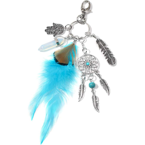 Protection Charm Keychain | Evil Eye, Hamsa, Suncatcher, Opalite & Feather - Crystal Nest