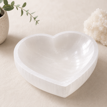 Large Heart Selenite Crystal Cleansing Bowl