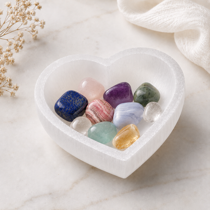 Medium Heart Selenite Crystal Cleansing Bowl