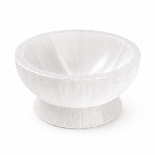 Medium Round Selenite Ritual Bowl with Base