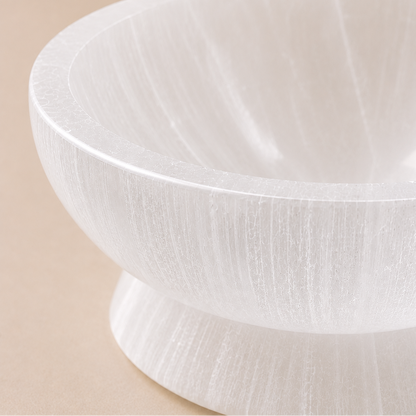 Medium Round Selenite Ritual Bowl with Base