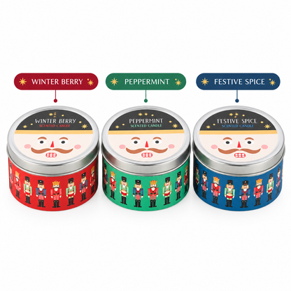 Nutcracker Christmas Scented Candle Gift Set of 3