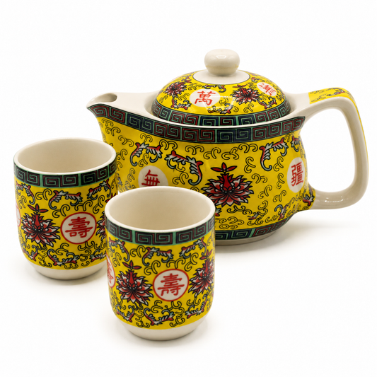 Oriental Ceramic Herbal Tea Set with Infuser & Cups