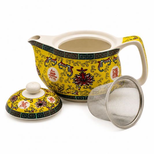 Oriental Ceramic Herbal Tea Set with Infuser & Cups