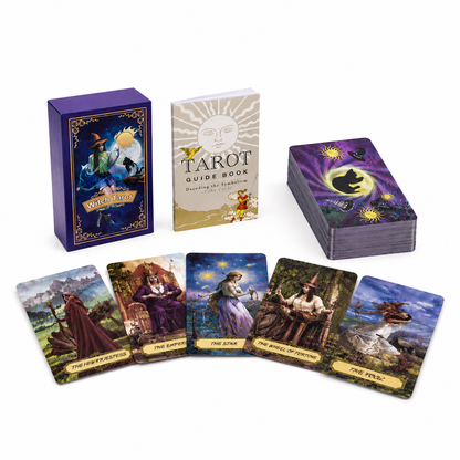 Witch Purple Foil Tarot Card Deck with Guide Book & Gift Box