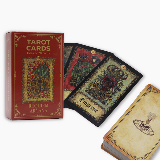 Requiem Arcana Tarot Cards with Guidebook | Gothic Skeletal Deck by Vera Petruk