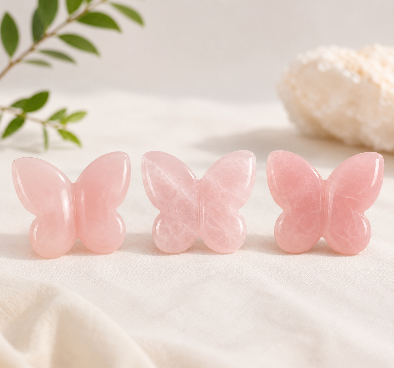 Rose Quartz Butterfly Crystal Carving
