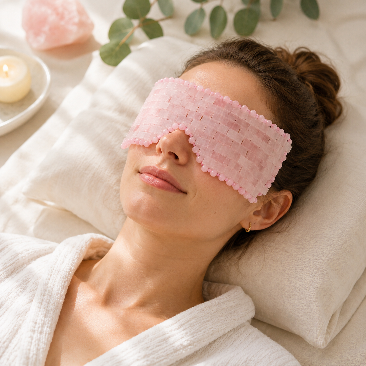 Rose Quartz Crystal Eye Mask | Cooling & Soothing Relaxation for Face and Eyes