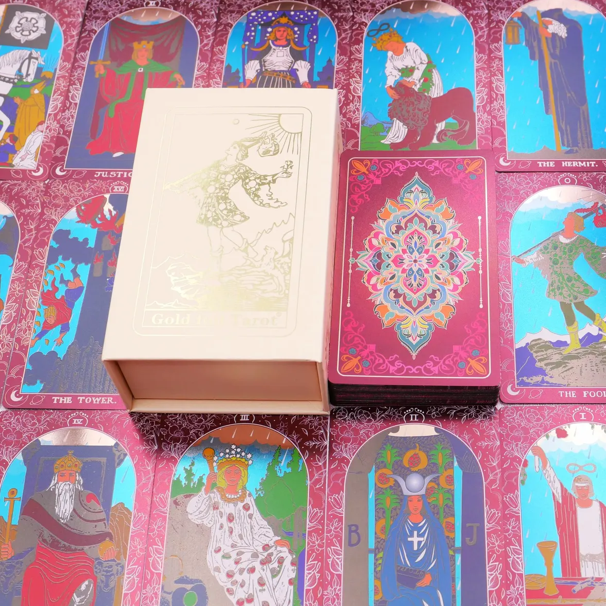 Ruby Foil Rider-Waite Inspired Tarot Cards | Luxury Gift Set