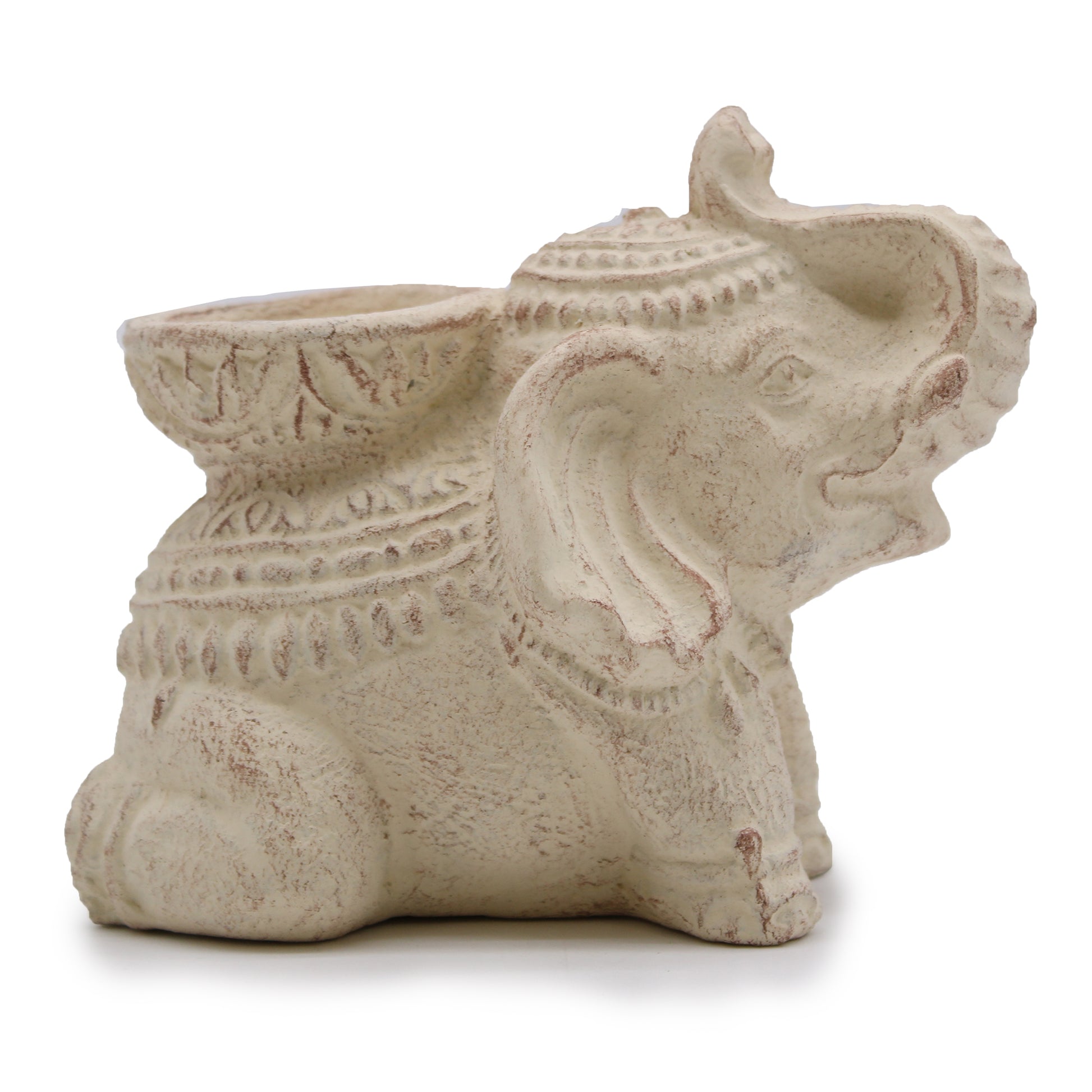 Cream Elephant Incense & Tealight Holder | Symbol of Luck, Wisdom & Protection - Crystal Nest