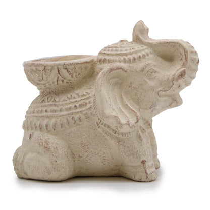 Cream Elephant Incense & Tealight Holder | Symbol of Luck, Wisdom & Protection - Crystal Nest
