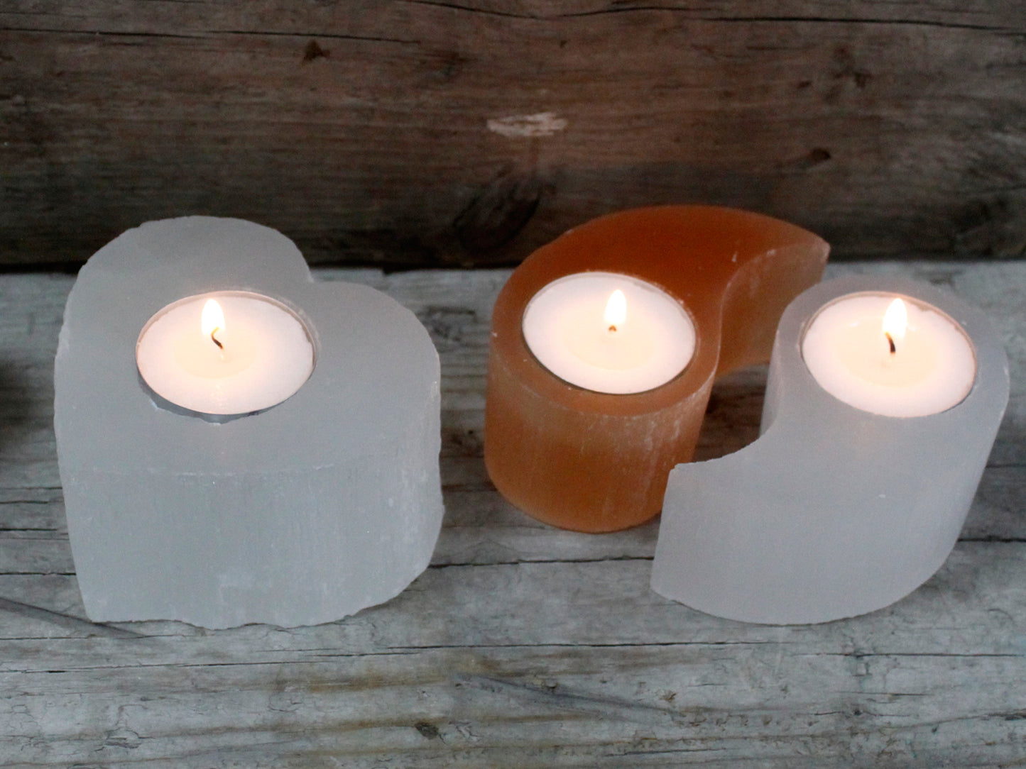 Selenite Ying Yang Tealight Candle Holder