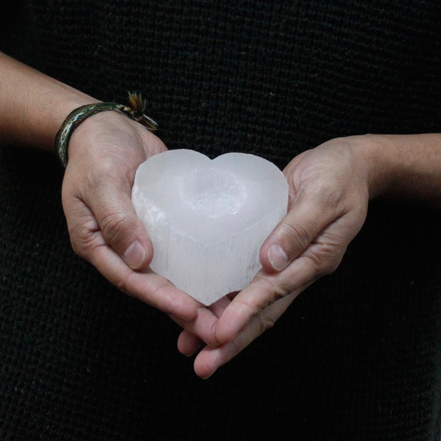 Selenite Heart Tealight Candle Holder  - Purity and Healing Energy