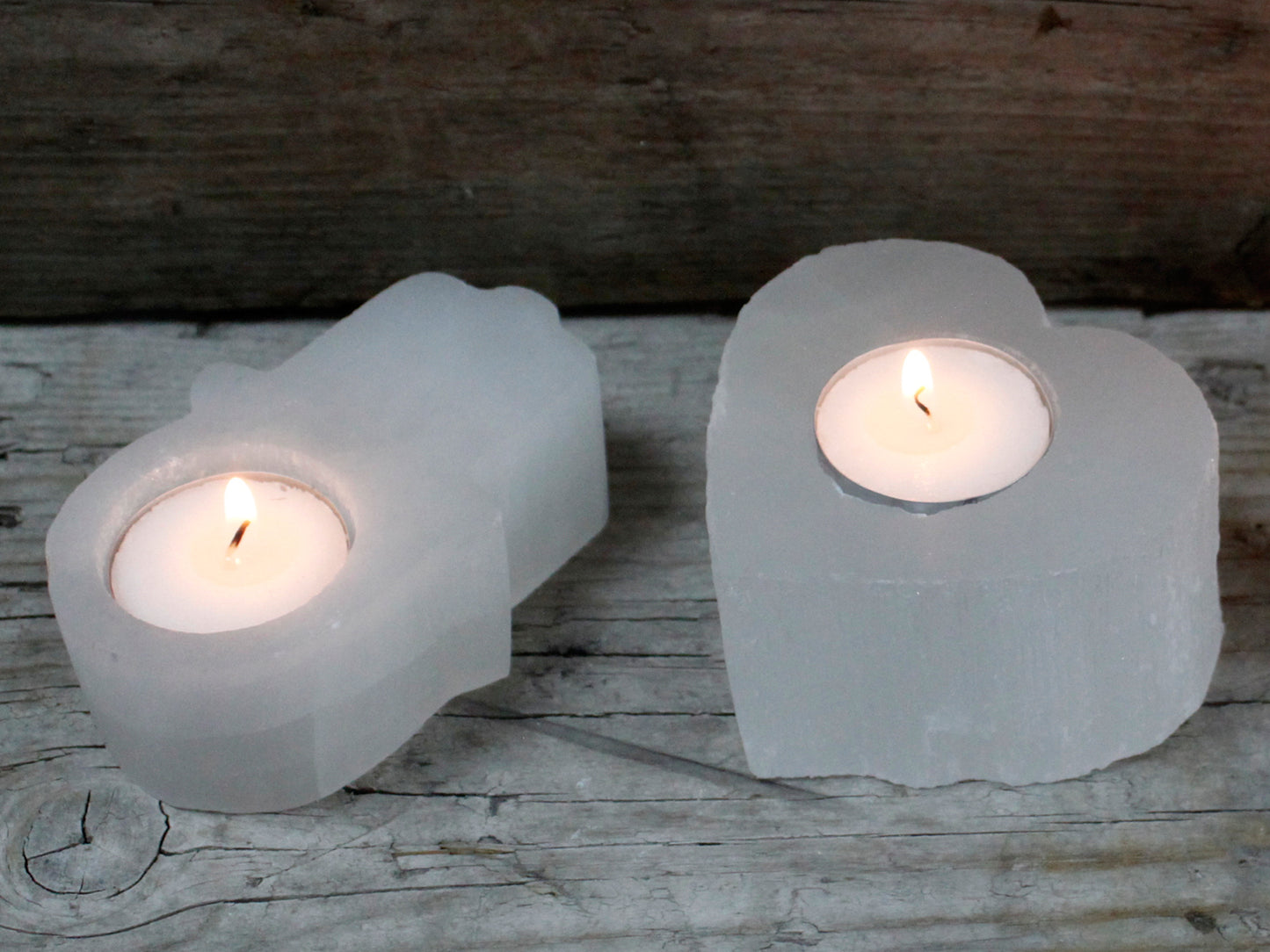 Selenite Hamsa Tealight Candle Holder