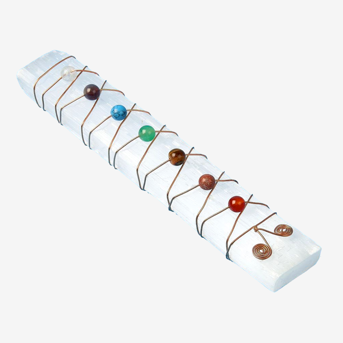 Selenite Chakra Wand with Crystal Beads | Healing Energy Stick - Crystal Nest