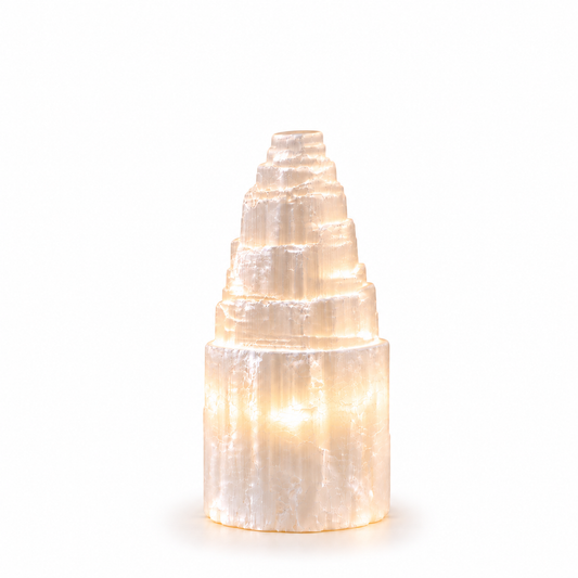Natural Selenite Tower Lamp | Small 15cm - Crystal Nest