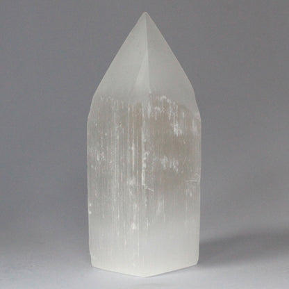 Selenite Pencil Point Tower 15cm - Crystal Nest