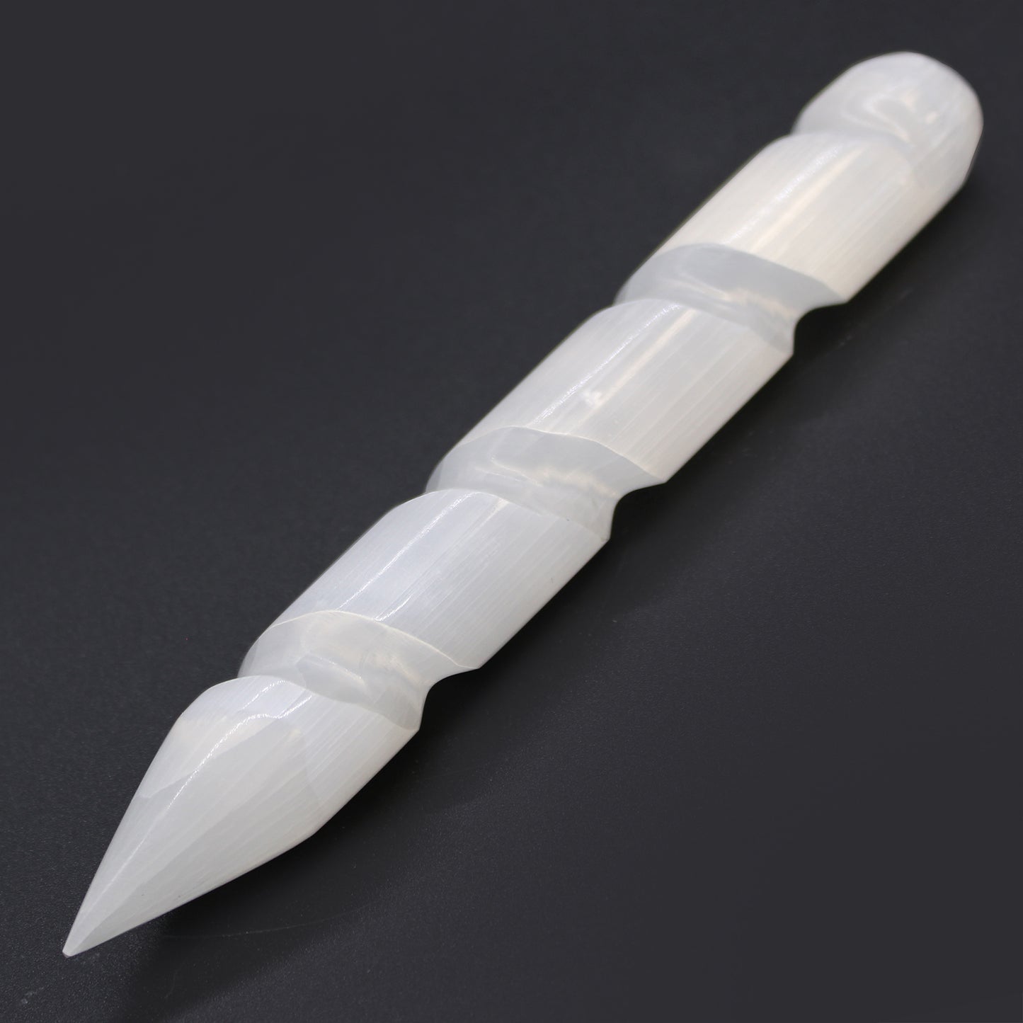 Pointed Spiral Selenite Wand - Crystal Nest