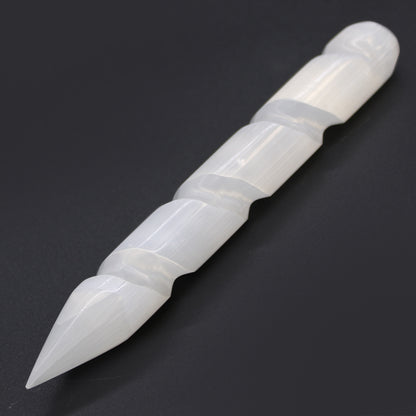 Pointed Spiral Selenite Wand - Crystal Nest