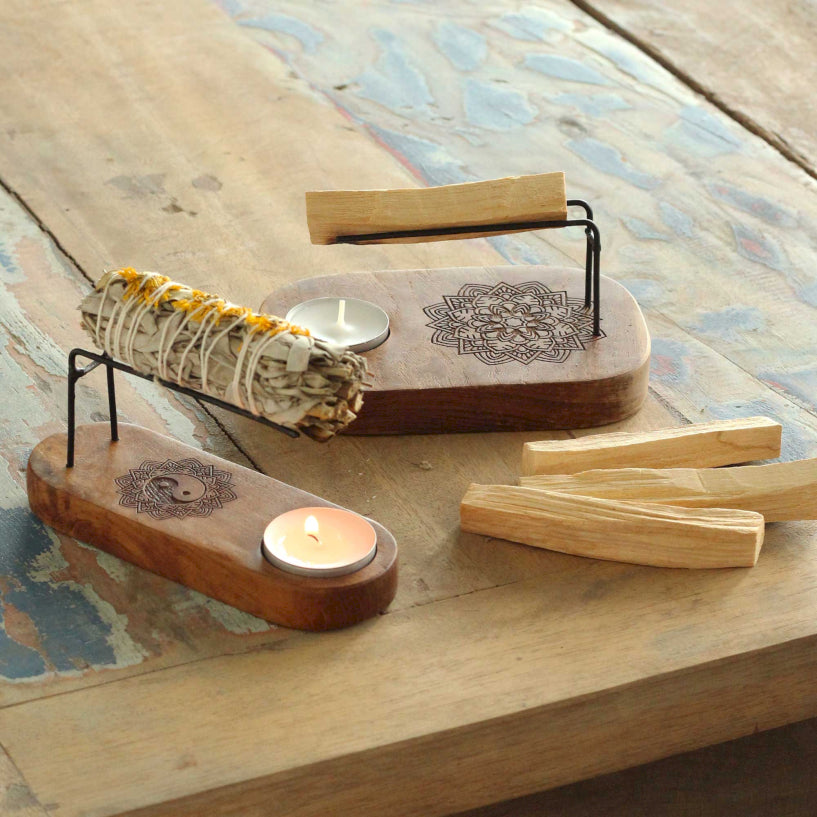 Small Palo Santo Heater - Yin & Yang Design - Crystal Nest