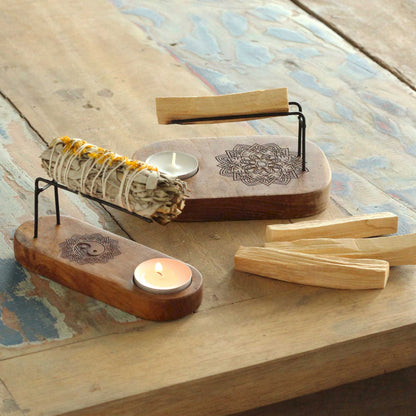 Small Palo Santo Heater - Yin & Yang Design - Crystal Nest