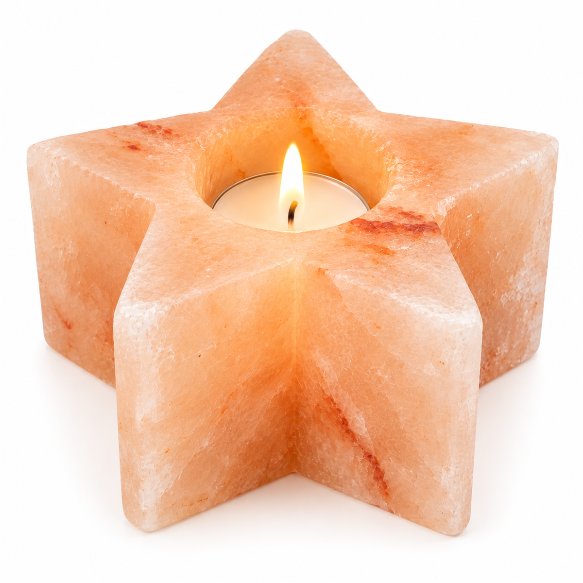 Himalayan Salt Star Tealight Holder | Natural Pink - Crystal Nest