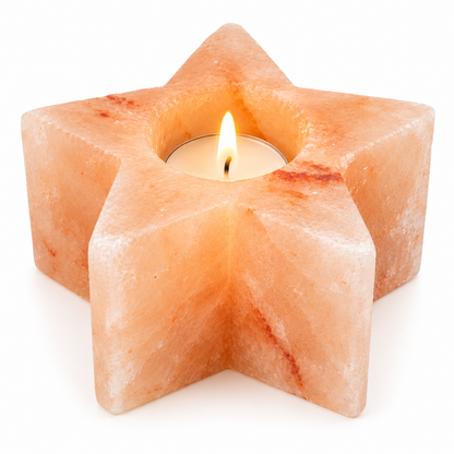 Himalayan Salt Star Tealight Holder | Natural Pink - Crystal Nest