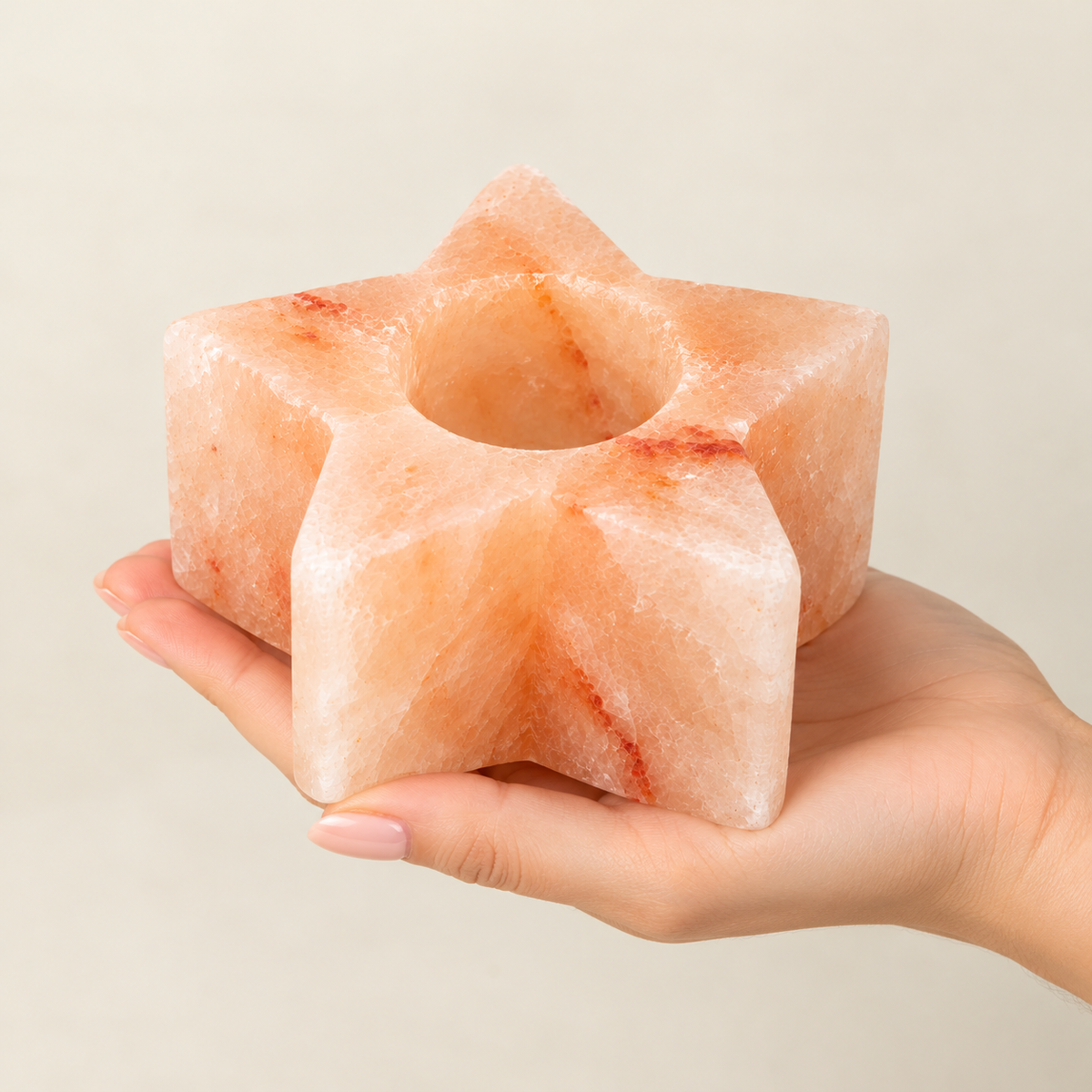 Himalayan Salt Star Tealight Holder | Natural Pink - Crystal Nest