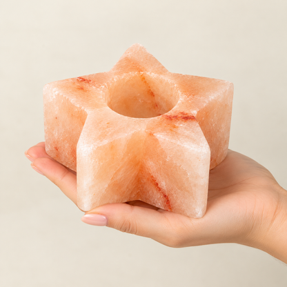 Himalayan Salt Star Tealight Holder | Natural Pink - Crystal Nest