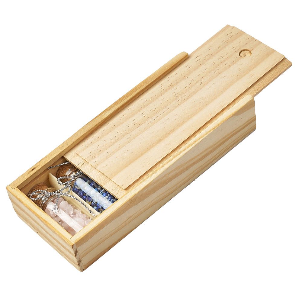 Gemstone Bottle Collection | Set of 6 Crystal Chip Vials in Wooden Box - Crystal Nest