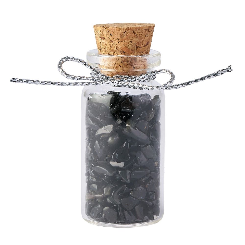 Gemstone Bottle Collection | Set of 6 Crystal Chip Vials in Wooden Box - Crystal Nest