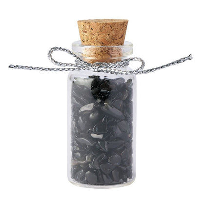 Gemstone Bottle Collection | Set of 6 Crystal Chip Vials in Wooden Box - Crystal Nest