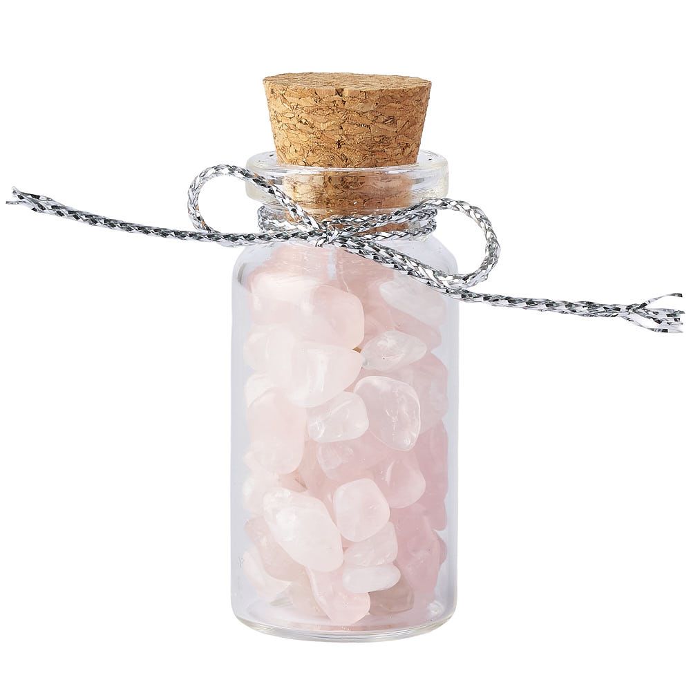 Gemstone Bottle Collection | Set of 6 Crystal Chip Vials in Wooden Box - Crystal Nest