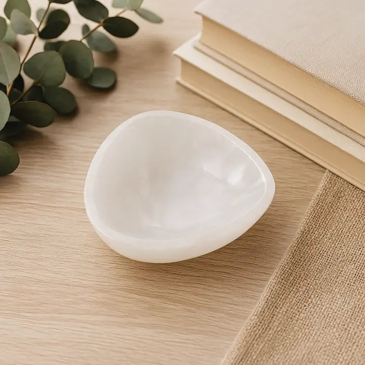 Triangular Selenite Crystal Charging Bowl | Medium - Crystal Nest