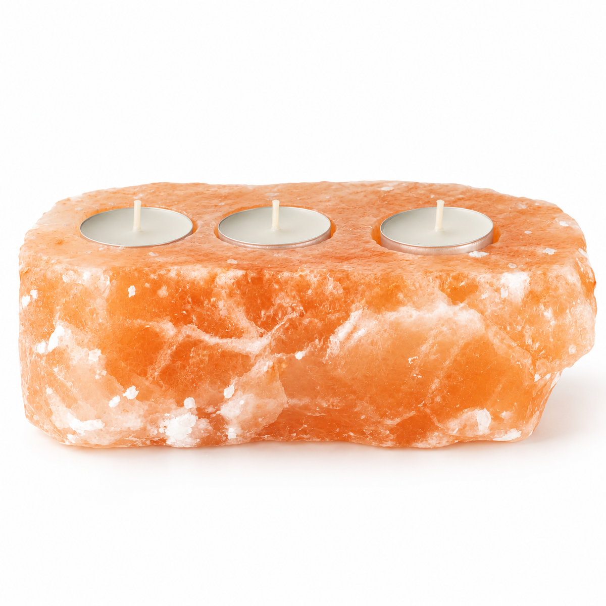 Himalayan Salt Triple Tealight Holder | Natural Pink - Crystal Nest