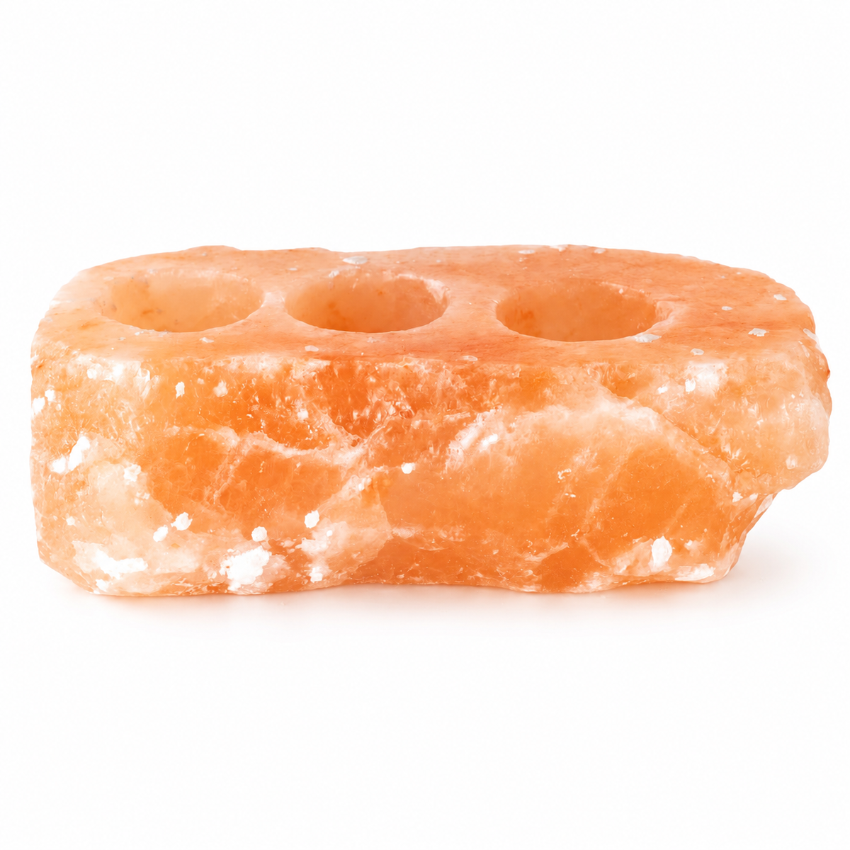 Himalayan Salt Triple Tealight Holder | Natural Pink - Crystal Nest