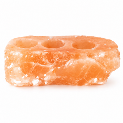 Himalayan Salt Triple Tealight Holder | Natural Pink - Crystal Nest