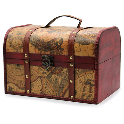 Vintage World Map Treasure Chest Storage Boxes | Set of 3