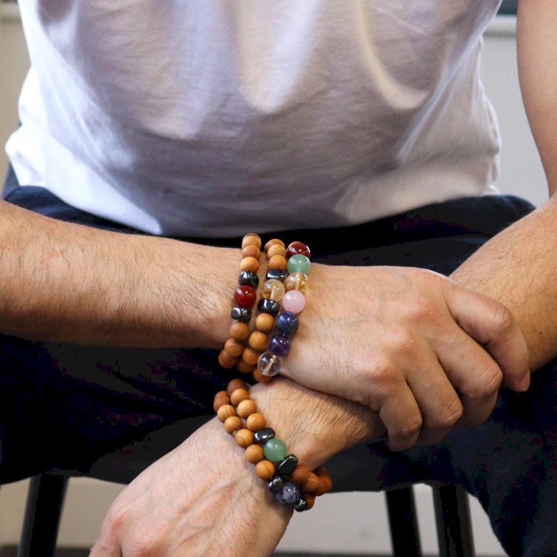 Cedarwood & Clear Quartz Crown Chakra Bracelet
